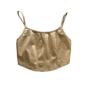 Kirious Los Angeles Women's Tan Faux Leather Corset Renfaire Festival Size L